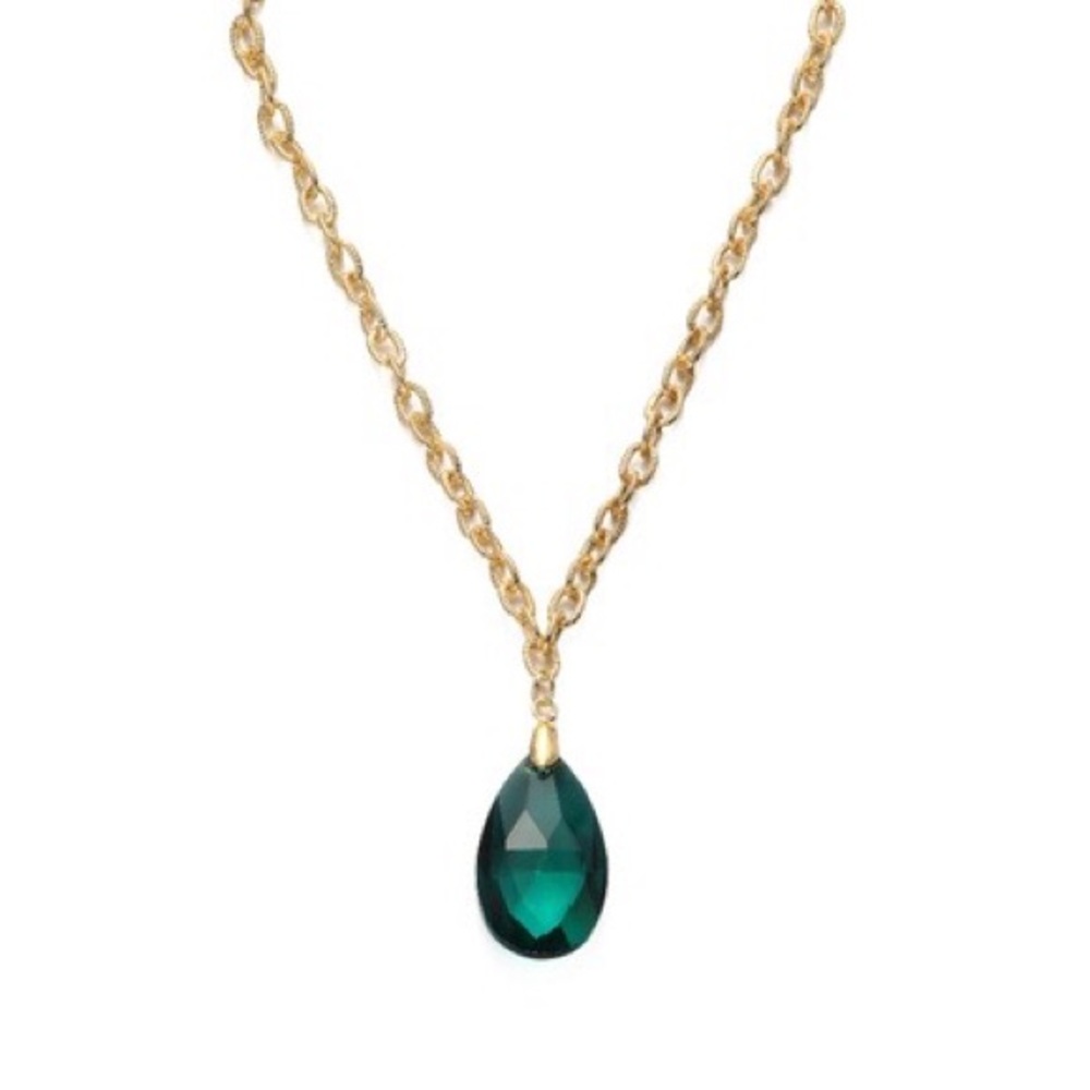 Green and Gold Drop Shaped Necklace - Picture 5 of 7